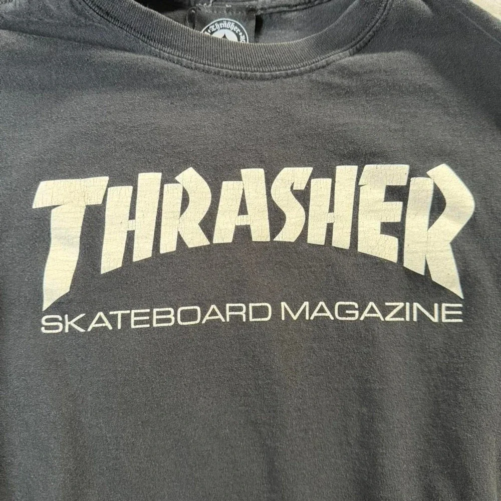 Thrasher Skateboard Magazine Logo Long Sleeve Tee Mens Medium Black Streetwear